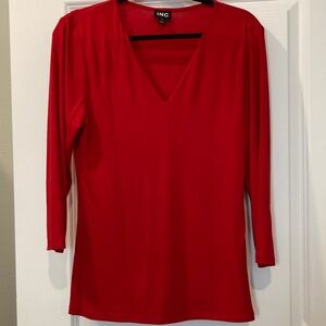 INC International Concepts Red V-Neck Long Sleeve Top